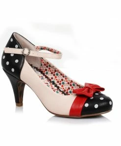 Ellie Shoes Polka Dot Bow Closed Toe Heel