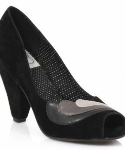 Ellie Shoes Cone Heel In Microfiber Suede