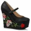 Ellie Shoes 4.5 Inch Closed Toe Wedge With Skull Pattern