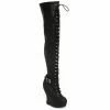 Ellie Shoes Knee High Lace Up Curve Wedge Boot 2 Ellie Shoes Knee High Lace Up Curve Wedge Boot