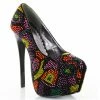 Ellie Shoes 6 Heel W/ 2.25 Concealed Platform Multi-Color Stones Pump