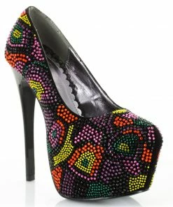 Ellie Shoes 6 Heel W/ 2.25 Concealed Platform Multi-Color Stones Pump