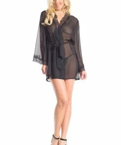 Be Wicked Mesh Around Robe Black