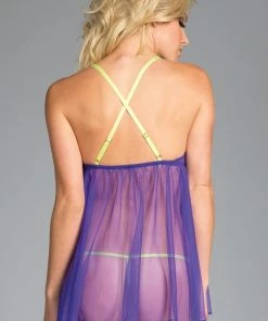 Be Wicked Sheer Mesh Babydoll With Lace Cups