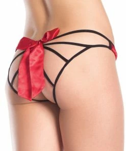 Be Wicked LINGERIE Satin Bow With Caged Back Panty