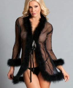 Be Wicked Bou Robe Black LINGERIE