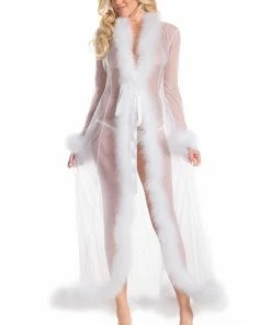 Be Wicked Marabou Robe White