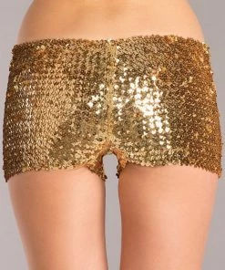 Be Wicked Sequin Booty Shorts Gold CLOTHING