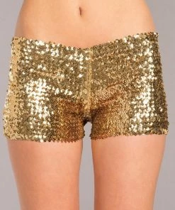 Be Wicked Sequin Booty Shorts Gold CLOTHING