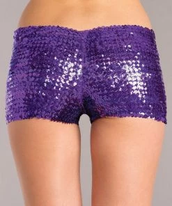 Be Wicked Sequin Booty Shorts Purple CLOTHING
