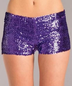 Be Wicked Sequin Booty Shorts Purple CLOTHING