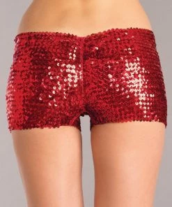 Be Wicked CLOTHING Sequin Booty Shorts Red