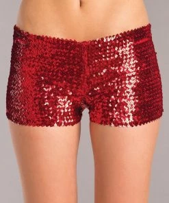 Be Wicked CLOTHING Sequin Booty Shorts Red