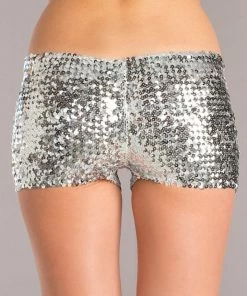 Be Wicked Sequin Booty Shorts Silver CLOTHING