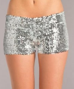 Be Wicked Sequin Booty Shorts Silver CLOTHING