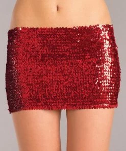Be Wicked CLOTHING Sequin Skirt Red