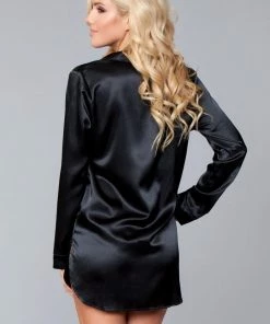 Be Wicked Kimberly Satin Sleepshirt Black