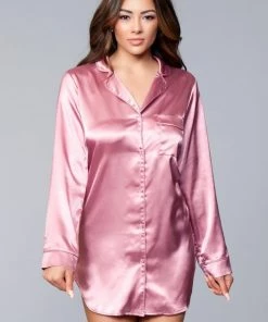 Be Wicked Kimberly Satin Sleepshirt Dusty Rose