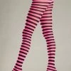 Be Wicked Hosiery Seamingly Striped Pantyhose Neon Pink