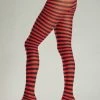 Be Wicked Seamingly Striped Pantyhose Red