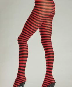 Be Wicked Seamingly Striped Pantyhose Red