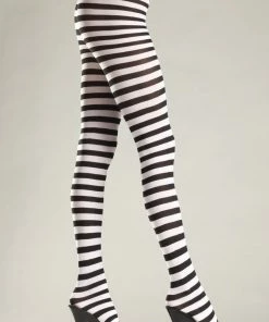 Be Wicked Seamingly Striped Pantyhose White