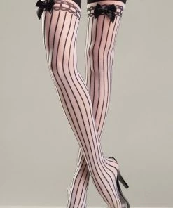 Be Wicked Stripes And Satin Thigh Highs