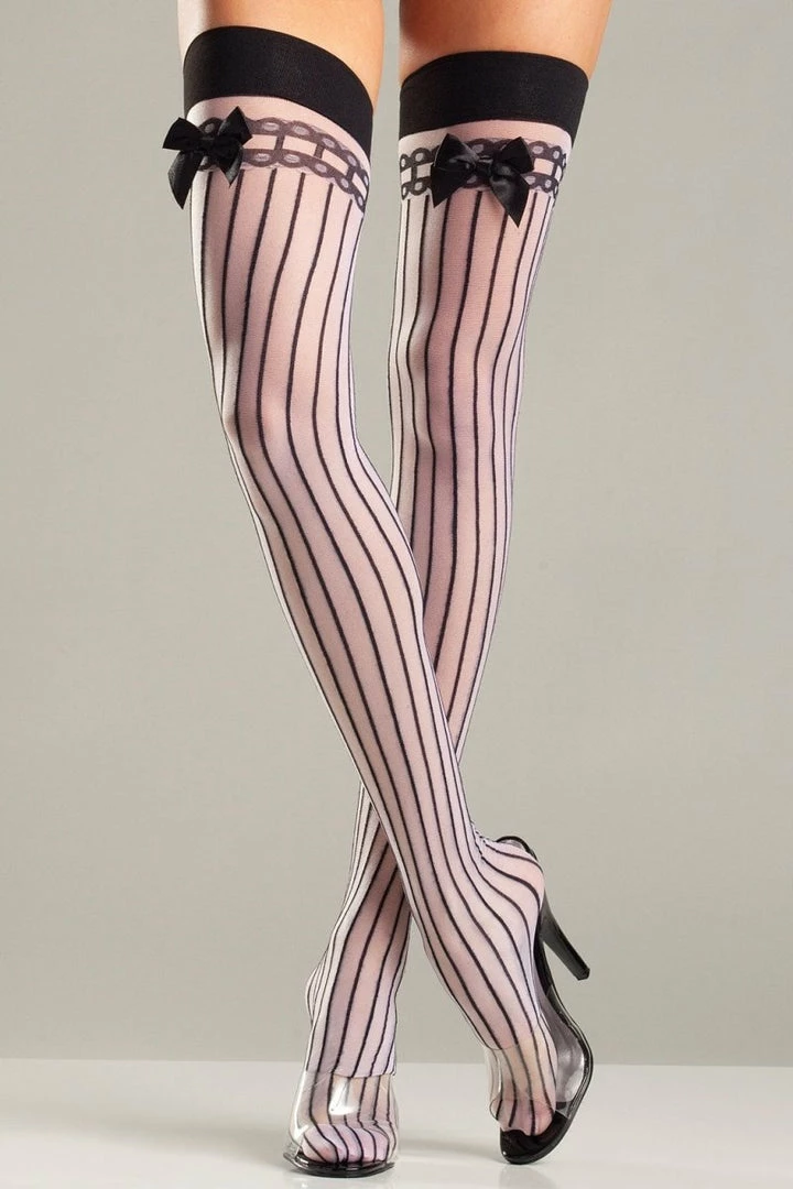Be Wicked Stripes And Satin Thigh Highs 3 Be Wicked Stripes And Satin Thigh Highs