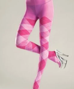 Be Wicked Hosiery K Argyle Pantyhose Pink