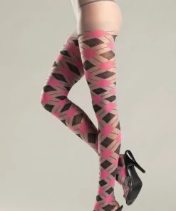 Be Wicked Hosiery Argyle Pantyhose Fuchsia