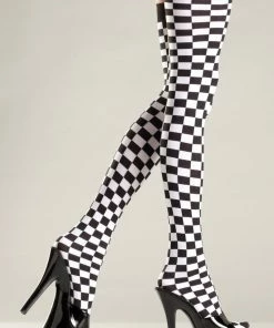 Be Wicked Checkerboard Thigh Highs Hosiery