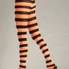 Be Wicked Wide Striped Pantyhose - Black/Orange Hosiery
