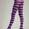 Be Wicked Wide Striped Pantyhose - Black/Purple
