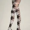 Be Wicked Argyle Pantyhose - Grey