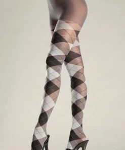 Be Wicked Argyle Pantyhose - Grey