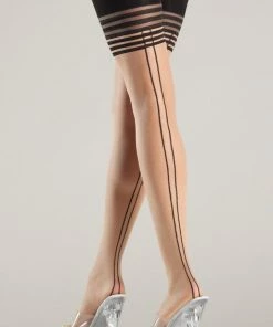 Be Wicked Layered Lines Thigh Highs Hosiery