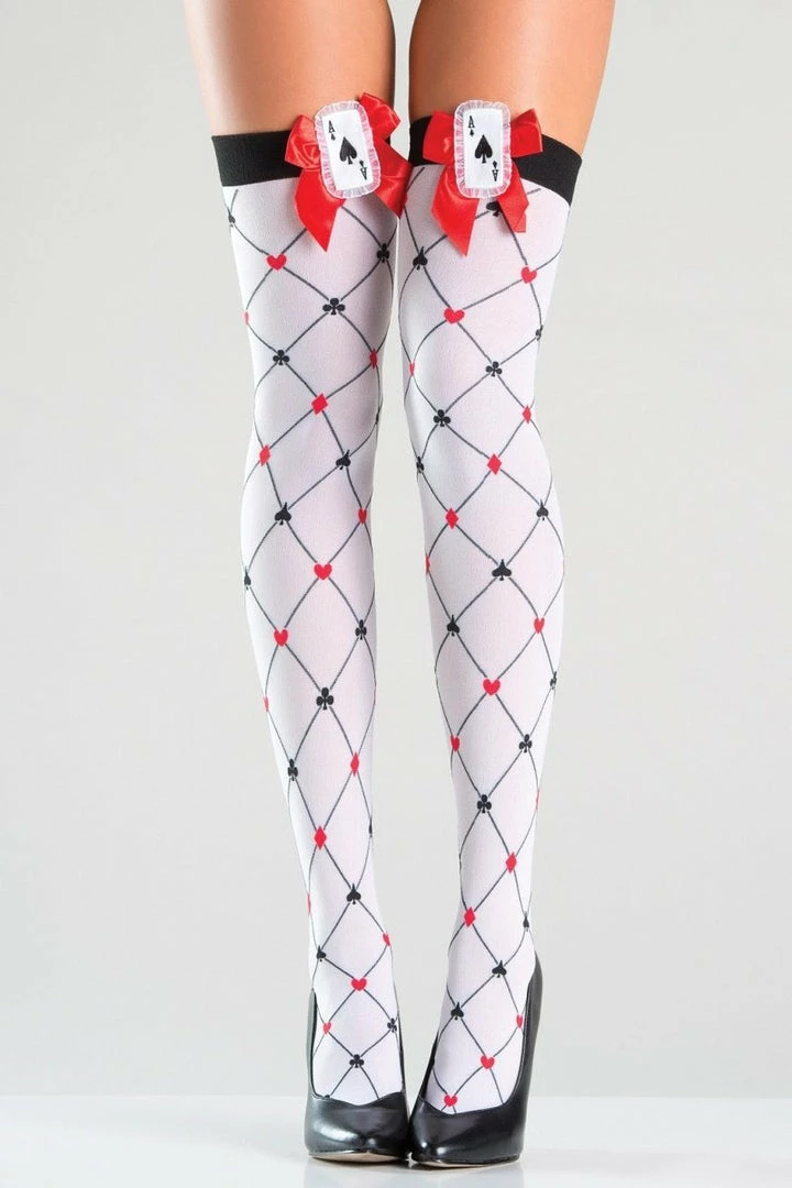 Be Wicked Playing Cards Thigh Highs Hosiery 3 Be Wicked Playing Cards Thigh Highs Hosiery