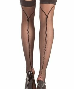 Be Wicked Hosiery Zip Me Up Thigh Highs