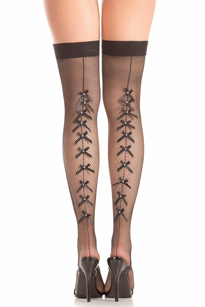 Be Wicked Hosiery Rhinestone Bows Thigh Highs 4 Be Wicked Hosiery Rhinestone Bows Thigh Highs