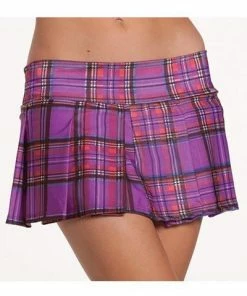 Be Wicked School Girl Skirt Purple Plaid CLOTHING