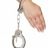 Roma Costume Silver Handcuffs With Rhinestones