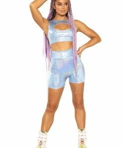 JValentine Metallic Keyhole Top