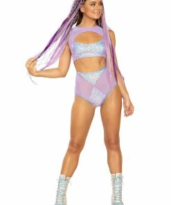 JValentine Mesh And Sequin Keyhole Top