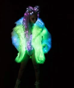 JValentine Light-Up Faux Fur Hip Length Coat