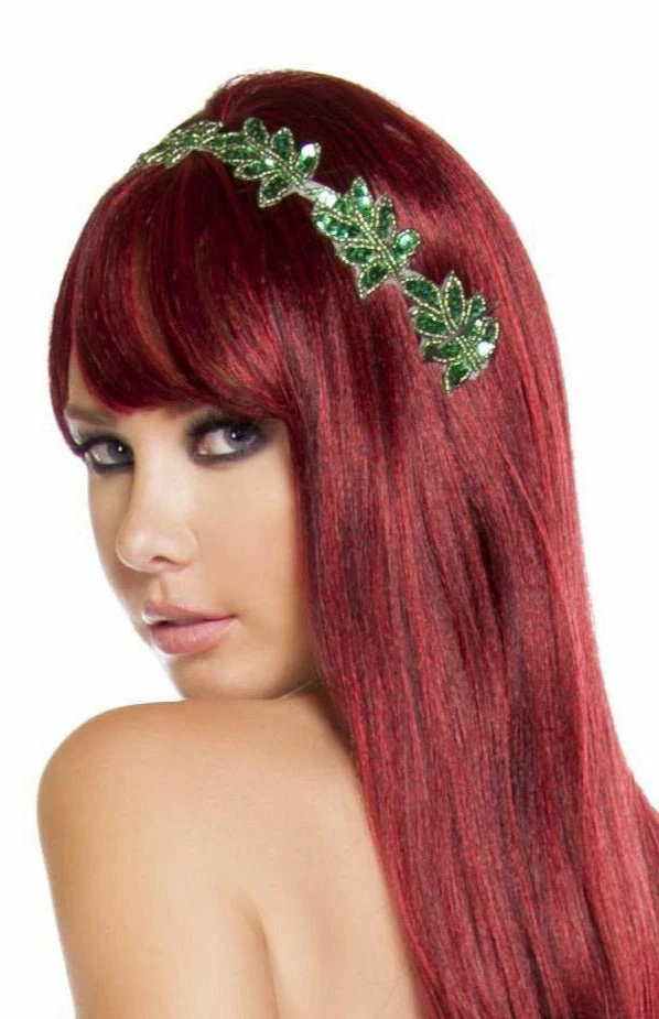Roma Costume Green Sequin Leaf Head Piece Hair 3 Roma Costume Green Sequin Leaf Head Piece Hair