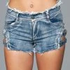 Be Wicked Buckled Down Denim Shorts Blue Wash