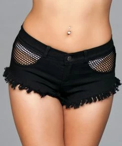 Be Wicked CLOTHING Such A Catch Denim Shorts Black