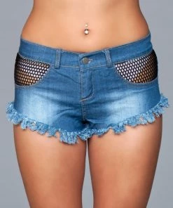Be Wicked Such A Catch Denim Shorts Blue CLOTHING