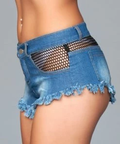 Be Wicked Such A Catch Denim Shorts Blue CLOTHING