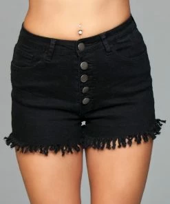 Be Wicked CLOTHING Fringed Button Up Shorts